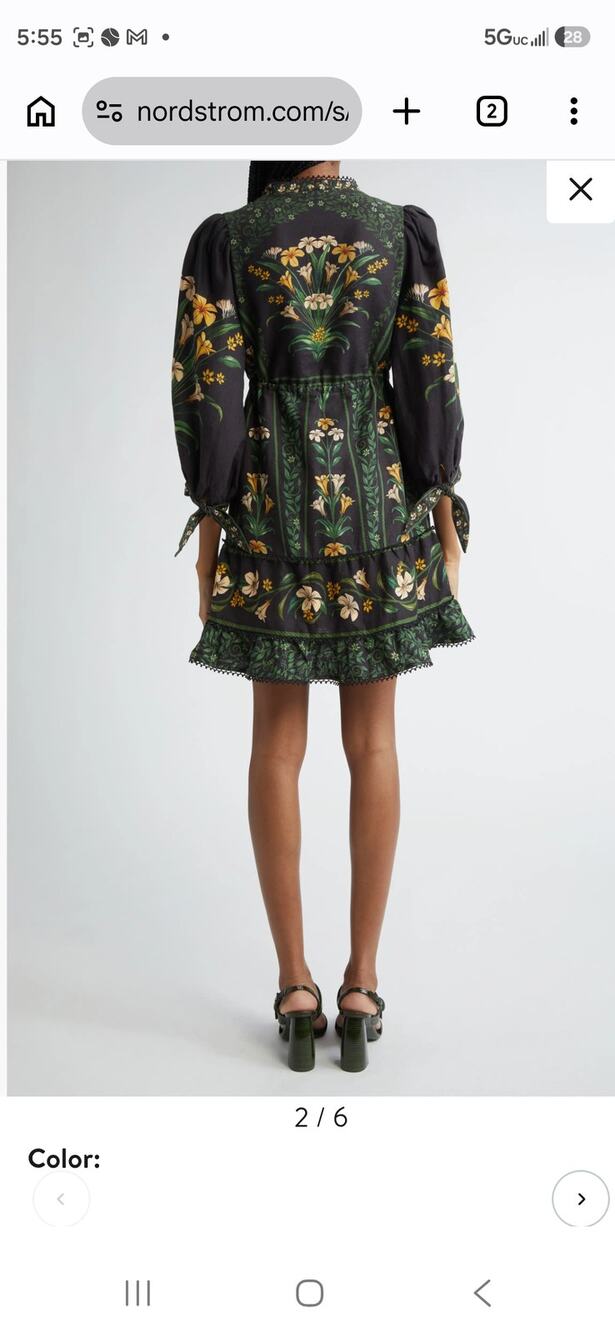 NEW, Farm Rio Black Flowers Arch Lenzing Ecovero Euroflax Mini Dress Large